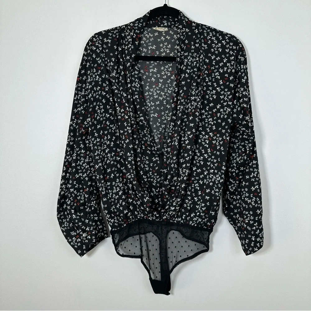 Free People Intimately Ladylike Lady Thong Floral Bodysuit Size M
